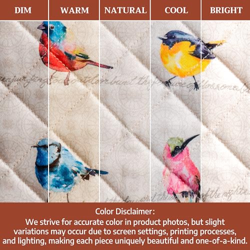 100% Cotton Oven Mitt & Pot Holder Set (003 - Birdies on Wire / 7.5" x 13" & 8" x 8" (Oven Mitt & Pot Holder))