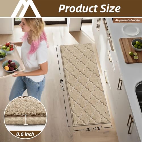 Kitchen Rugs Non Slip Washable 20"x48" (Warm Beige / 20"X 48")