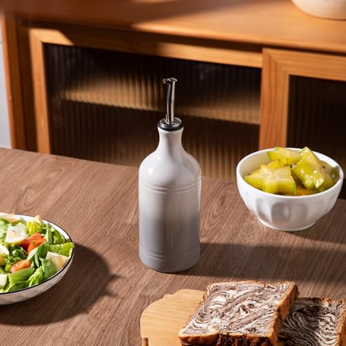Sweejar Ceramic Olive Oil Dispenser Bottle (15.5 oz, Set of 1 / Gradient Fog Gray)