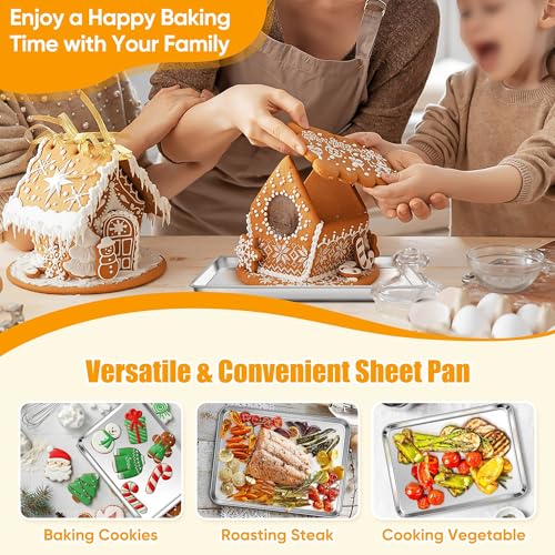 9x13 Inch Stainless Steel Quarter Sheet Pan for Toaster Oven (2 Count)