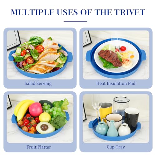 10.7 Inch Microwave Food Cover with Heat Insulation Mat (Dark Blue)