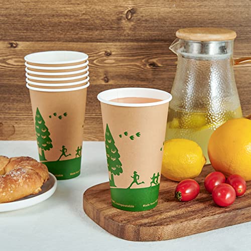 16 oz Compostable Paper Coffee Cups with PLA Lined (16oz-210)