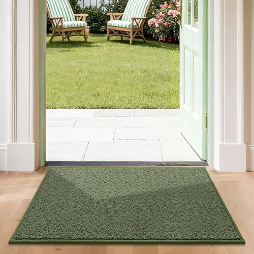 Dirt Trapper Door Mat 24"x36" Non Slip Washable Green (Green / 24" x 36")