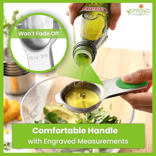 Magnetic Measuring Cups & Spoons Set of 15 with Levelers (Neon)