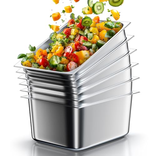 Stainless Steel Steam Table Hotel Pans Set 1 (6" Deep / 1/2 Size Thickened)