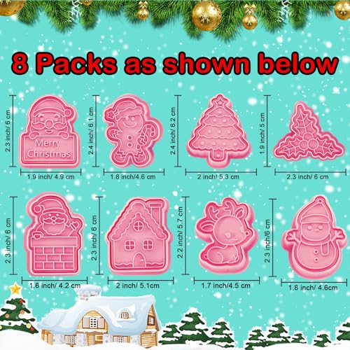3D Christmas Cookie Cutters (8Packs Christmas Cookie Cutters)