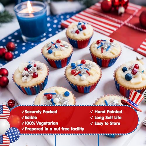 Edible Patriotic Sprinkles for Cake Decorating (Patriotic Stars)