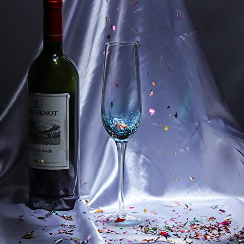Handmade Blue Crackle Champagne Flutes Glasses (Champagne Glasses)