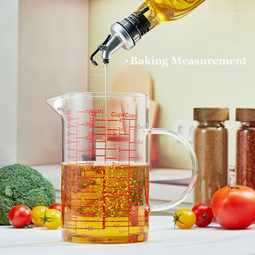 Ackers Mirror Graduated Glass Measuring Cup (32OZ Mirror Graduated)