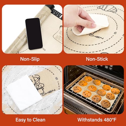 Silicone Macaron Baking Mat with Recipes (Dark Black / 26"L x 16"W)