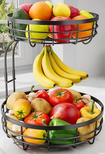 Fruit Basket for Kitchen Counter (Black / 2 Tier Standard)