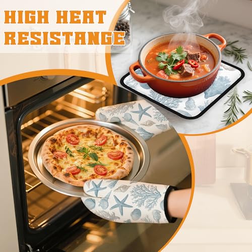 Starfish Oven Mitts and Pot Holders Set (4 Count)