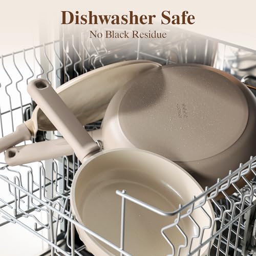 Ceramic Pots and Pans Set Nonstick (Misty Taupe / L)