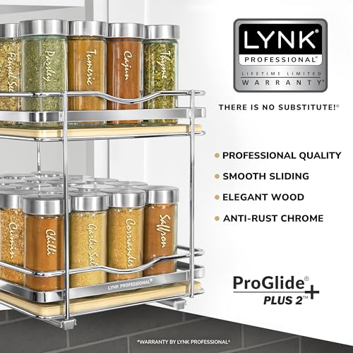 lite™ Pull Out Spice Organization for Cabinets (Wood / 8-1/4" - 2 Tier)