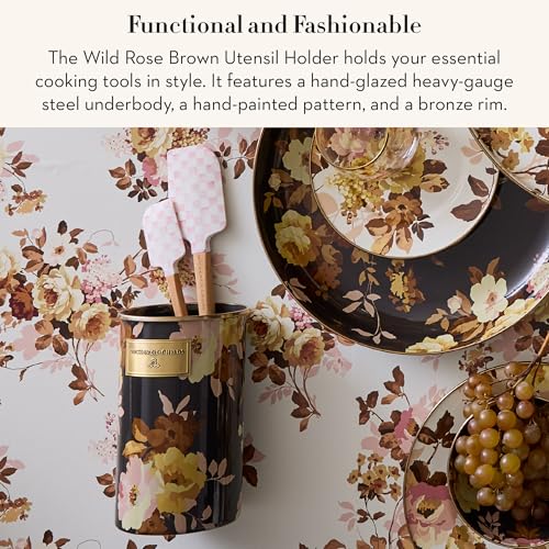 Enamel Utensil Holder (Brown Wild Rose)