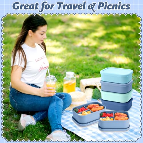 4 Pcs Silicone Bento Box (Macaron Blue)