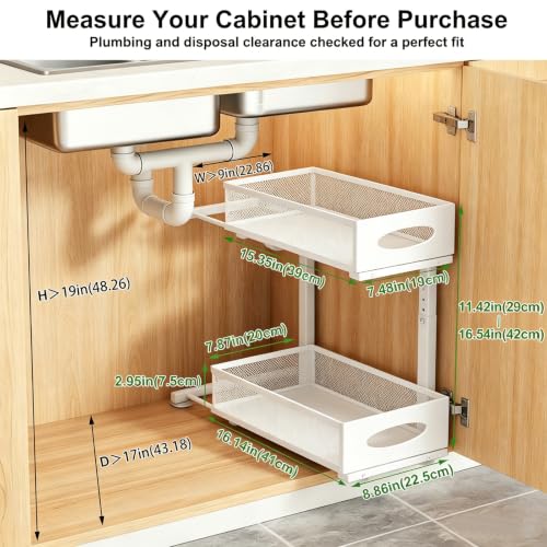 2 Pack Under Sink Organizer (White)