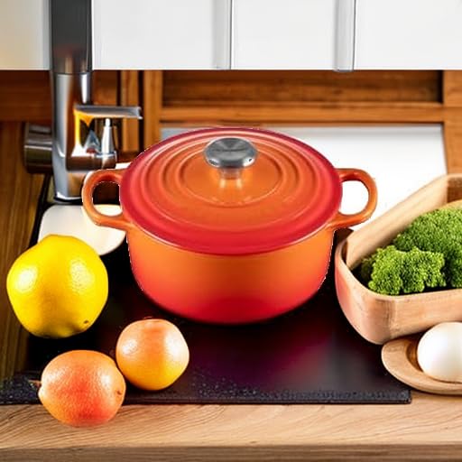 Enameled Cast Iron Round Dutch Oven (Flame / 2 Qt)