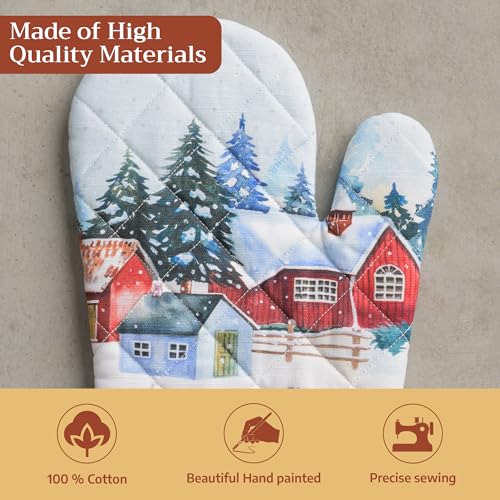 Maison d'Hermine Oven Gloves 100% Cotton Oven Mitt (125 - Megeve / 7.5" x 13" (Oven Mitt))