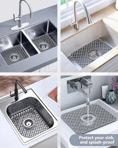 2 Pack Silicone Sink Mat Protector for Kitchen Sink