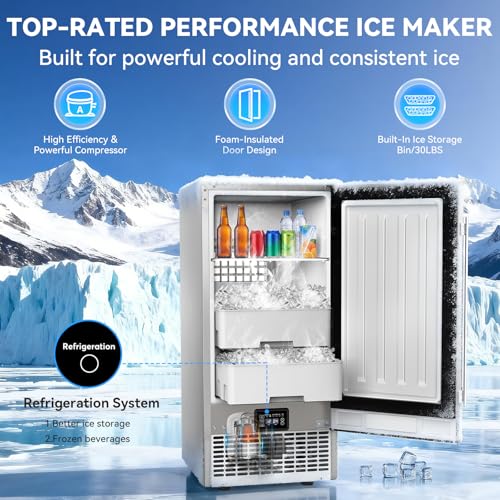 Under Counter Ice Maker with Refrigerator Function (Stainless Steel)
