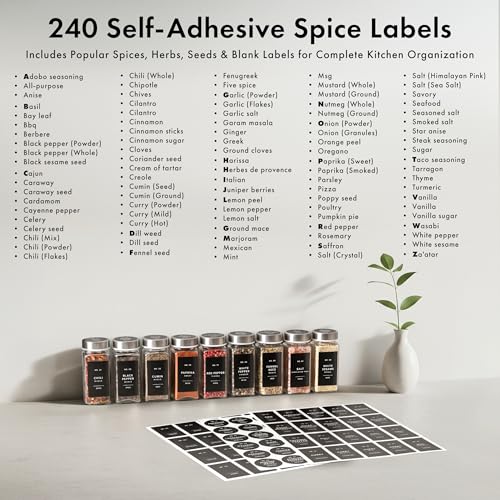 Glass Spice Jars with Label (24 Count)
