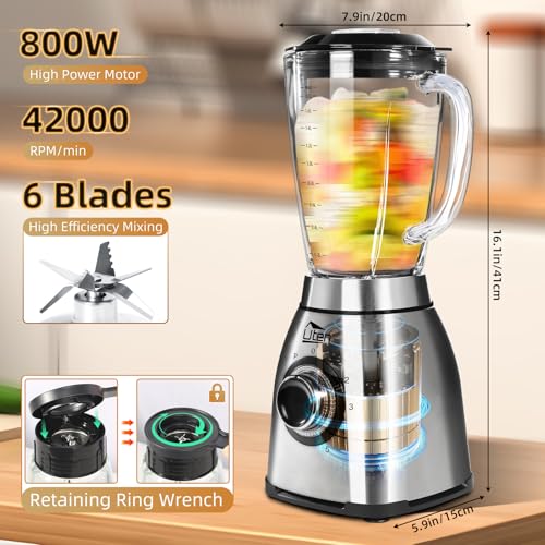 800 Watt Hight Speed Countertop Blender for Smoothies and Shakes (5 Speed Settings and Pulse)