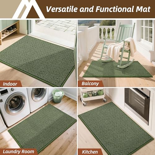 Dirt Trapper Door Mat 20"x32" Non Slip Washable Green (4.44 Sq Ft)