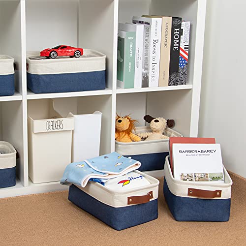 Set of 6 Small Baskets for Organizing (White&Blue / XS-12"x8"x5")