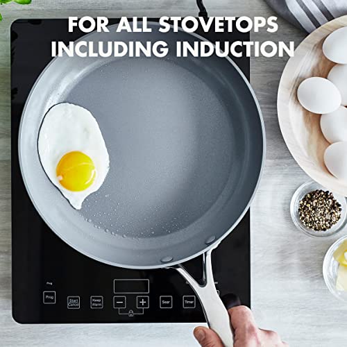 Valencia Pro 10" Ceramic Nonstick Frying Pan with Lid (10" Frying Pan Skillet with Lid / Gray)