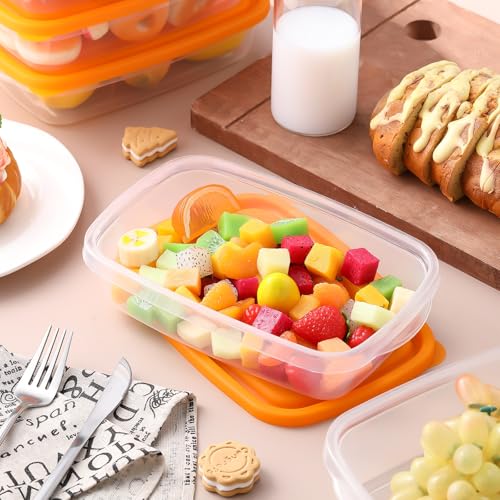 18 Pcs 33 oz Plastic Food Storage Containers with Lids (Orange)