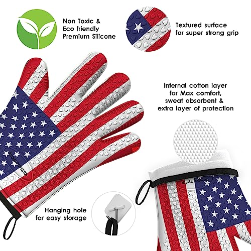Silicone Smoker BBQ Gloves (Us Flag / One Size Fits Most)