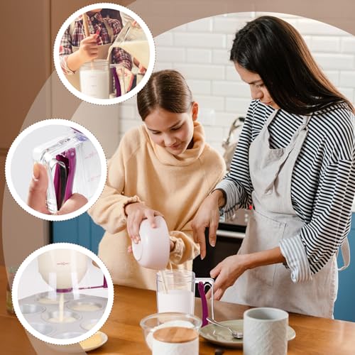 2 Pcs Handheld Batter Dispenser Squeeze Handle 4 Cups (Purple)