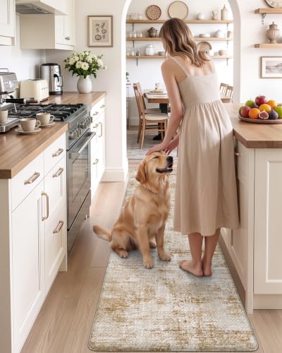 Kitchen Floor Mats Cushioned Anti Fatigue Runner (Light Brown / 86"L x 23"W x 0.4"Th)