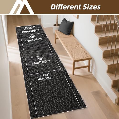 Hallway Runner Rugs Non (Black / 2' x 5')