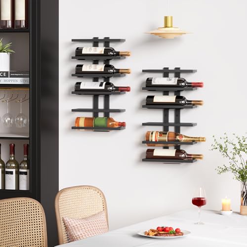 3 Set 6 Tier Wall Mount Wine Rack (3 Pack (18 Bottles) / Black)
