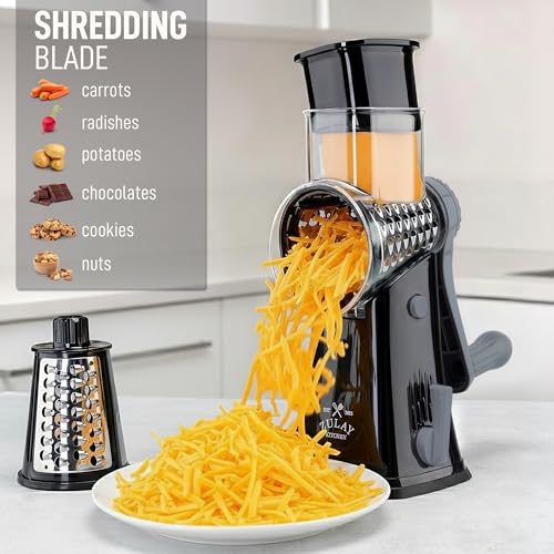 Rotary Cheese Grater Manual Hand Crank 5 Blade Shredder