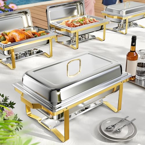 Chafing Dishes for Buffet 4 Pack (4 / Golden)