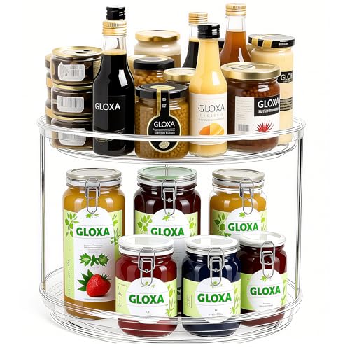 2 Tier Lazy Susan Turntable Organizer for Cabinet (1 PACK Clear)