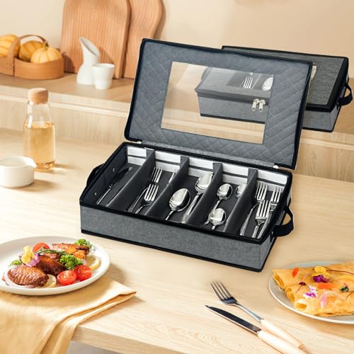 Silverware & Flatware Storage Organizer with Lid (Flatware Utensil Storage)