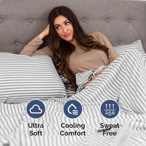Flex Top Split Head King 4 Piece Sheet Set (45 - Grey Stripes 2 / Split Head/Flex Top)
