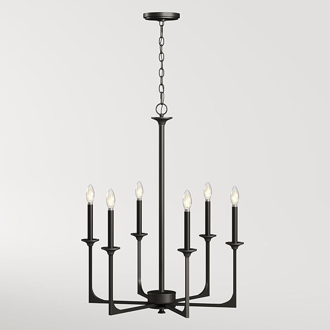 Tribesigns 27" Black Chandelier, 6-Light Chandeliers for Dining Room Lighting Fixtures Hanging, Pendant Light Fixtures Farmhouse Industrial Lighting for Kitchen, Living Room, Bedroom and Entryway