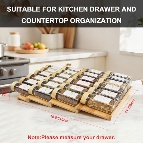 Spice Drawer Organizer with 24 Bamboo