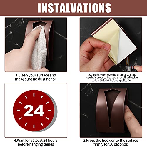 4 Pcs Self Adhesive Kitchen Towel Hook Holder (Brown)