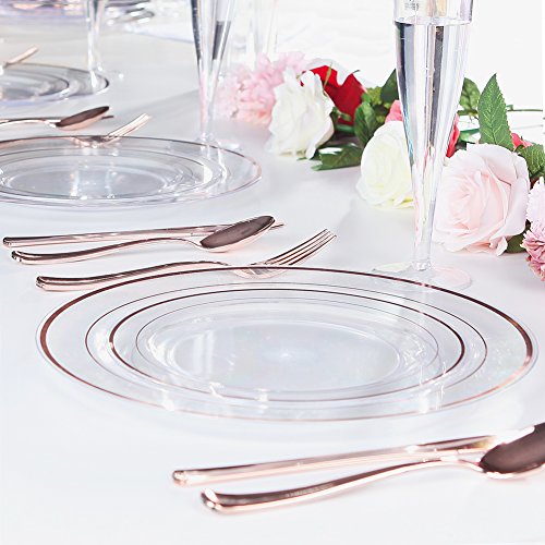 60 Pcs Rose Gold Plastic Plates (60 Pieces / Rose Gold)