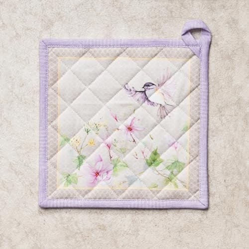 100% Cotton Oven Mitt & Pot Holder Set (092 - Magnolia Mornings / 7.5" x 13" & 8" x 8" (Oven Mitt & Pot Holder))
