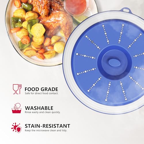Microwave Splatter Cover Vented for Food with Hook Hole (Blue / M(11"x3.26")-Pack of 1)