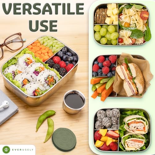 Stainless Steel Bento Box + Condiment Container (Sage / 37oz / 1100ml)