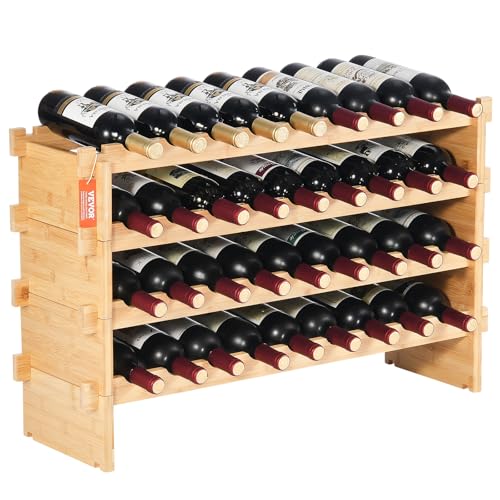 36 Bottle Stackable Modular Wine Rack (Original Wooden Colour / 4-Tier 36 Bottles)