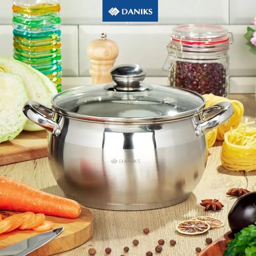 Classic 4 Quart Stainless Steel Stock Pot with Glass Lid (4 Quarts)